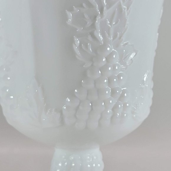 Vintage Harvest Milk Glass Goblet By Colony Grapes And Leaves Pattern Set of 6 - Picture 4 of 5